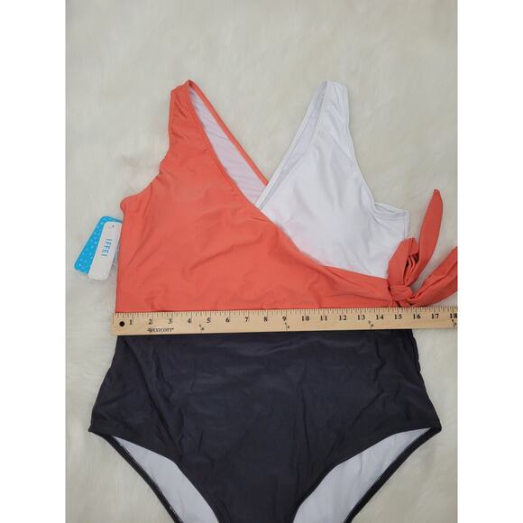IFFEI Womens Color block One Piece Tummy Control Swimsuit with Cover Up XL - Picture 5 of 8
